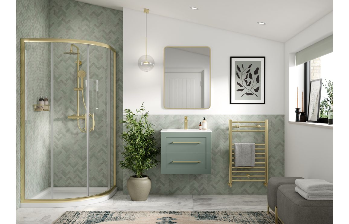 ARRAN 300mm Wall Hung 1 Door Tall Unit - Matt Reed Green