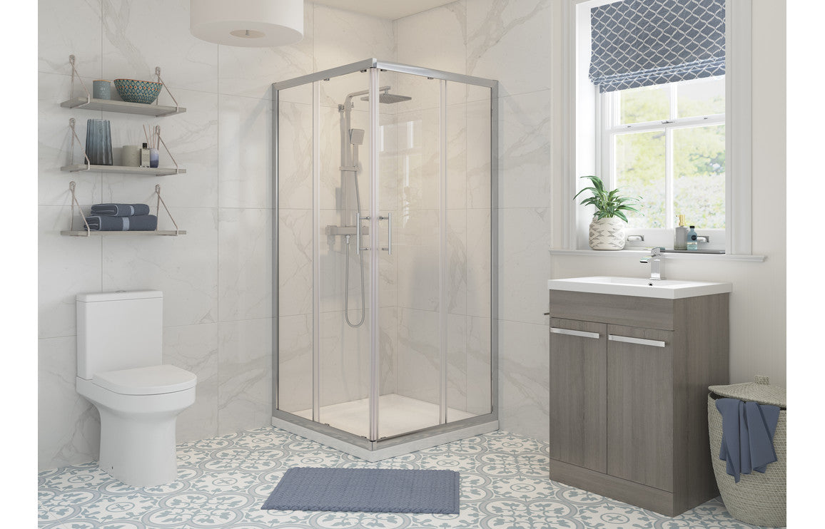 RUBY 900mm Corner Entry Door - Chrome