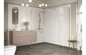 DIAMOND 900mm Wetroom Side Panel & Arm - Brushed Brass