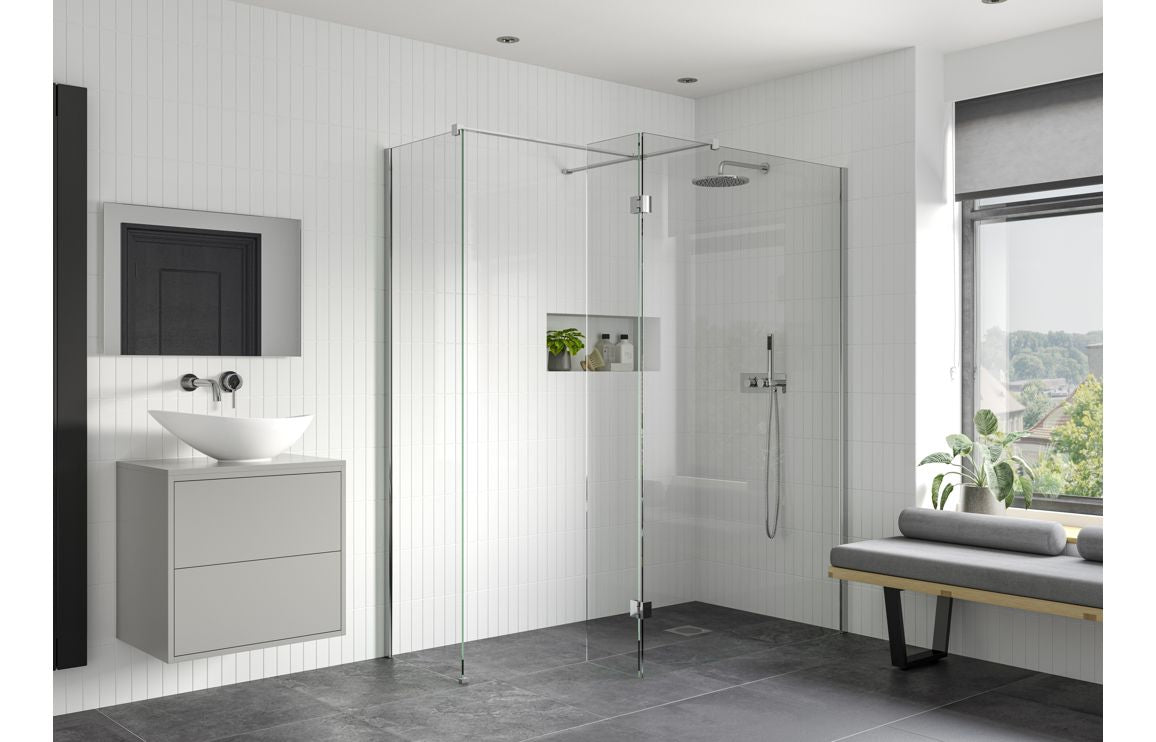 DIAMOND 900mm Wetroom Side Panel & Arm - Chrome