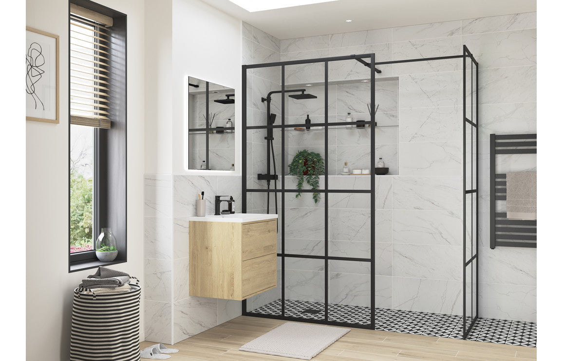 DIAMOND 800mm Framed Wetroom Side Panel - Black