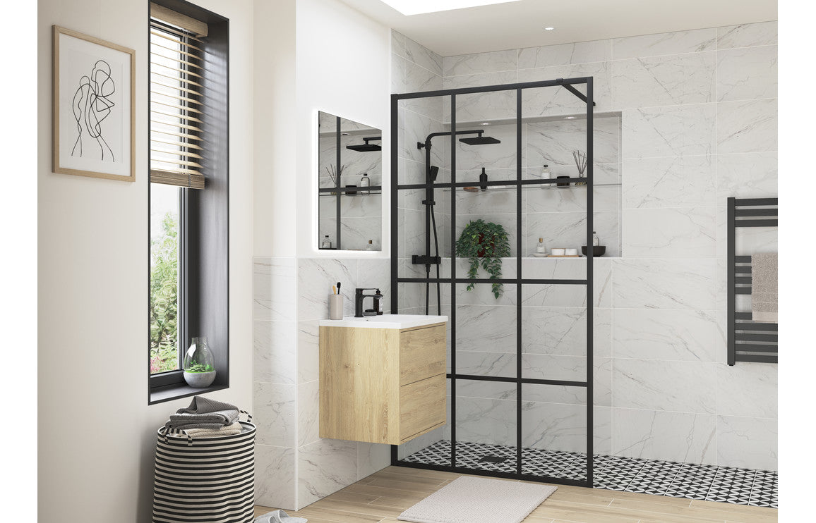 DIAMOND 1200mm Framed Wetroom Panel - Black
