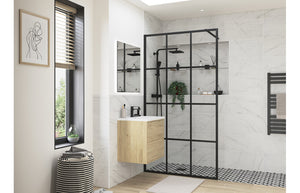 DIAMOND 1200mm Framed Wetroom Panel - Black