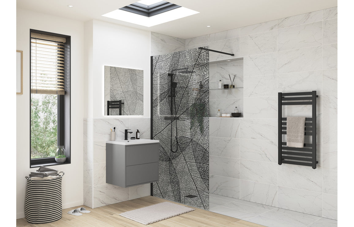 DIAMOND 1200mm Leaf Design Wetroom Panel - Black