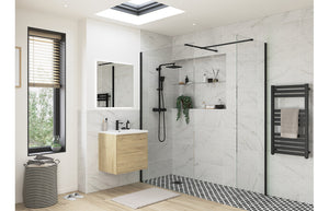 DIAMOND 900mm Wetroom Side Panel & Arm - Black