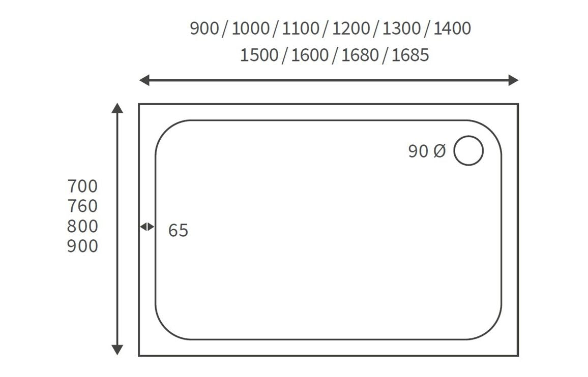 45mm Low Profile 1300x900mm Rectangular Tray & Waste
