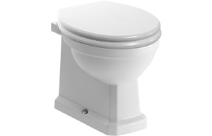 CLYDE Back To Wall WC & Satin White Wood Effect Seat