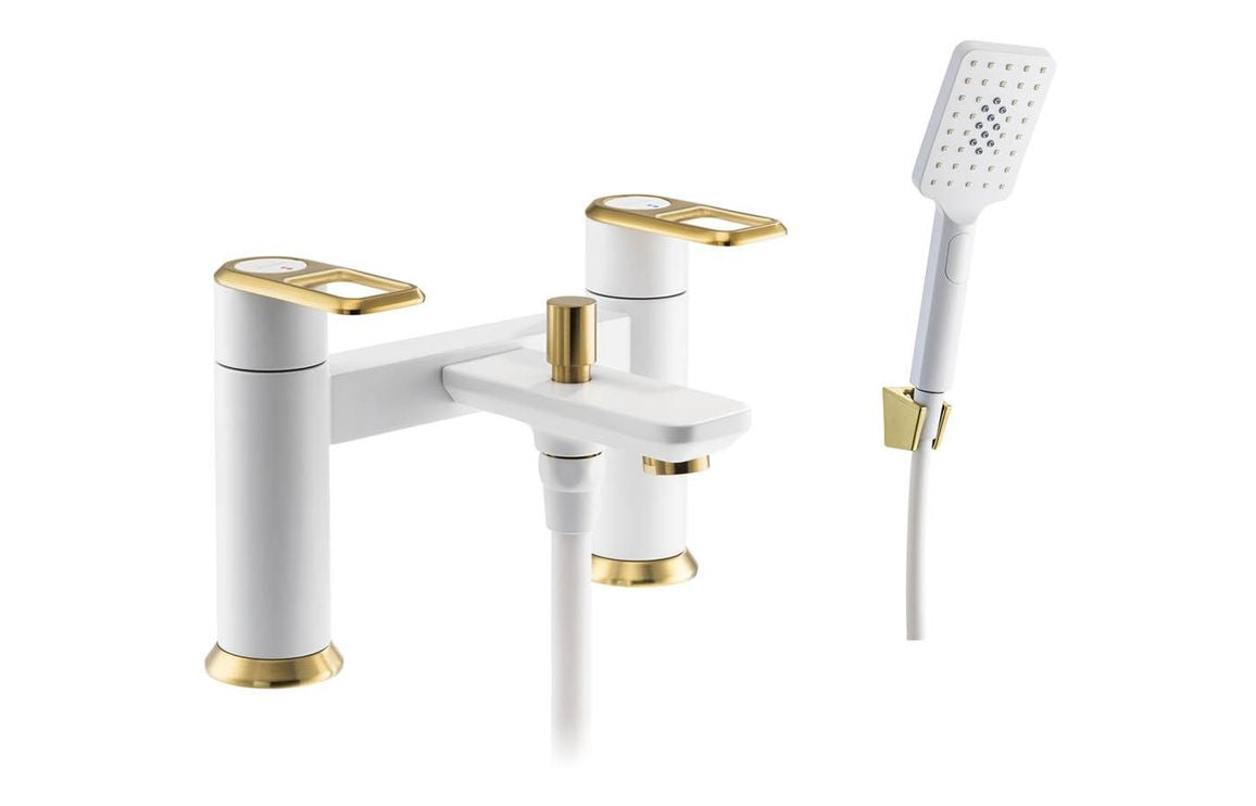 Abode Levarto Deck Mounted Bath Shower Mixer - Matt Black & Brass