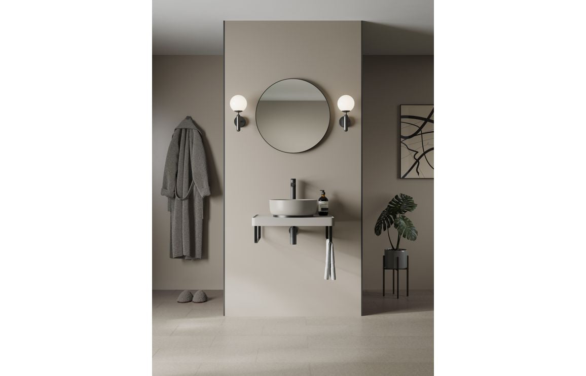 Abode Tableau 600mm Basin Shelf & Brackets - Pebble Grey