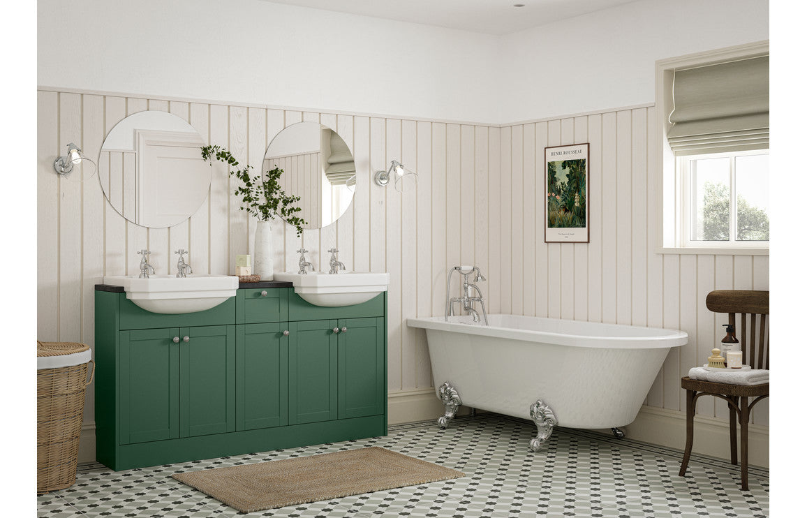 CARRICK 600mm 2 Door Mirrored Wall Unit - Matt Sage Green