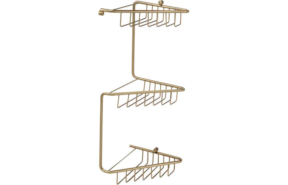 ONYX 3-Tier Corner Shower Caddy - Brushed Brass