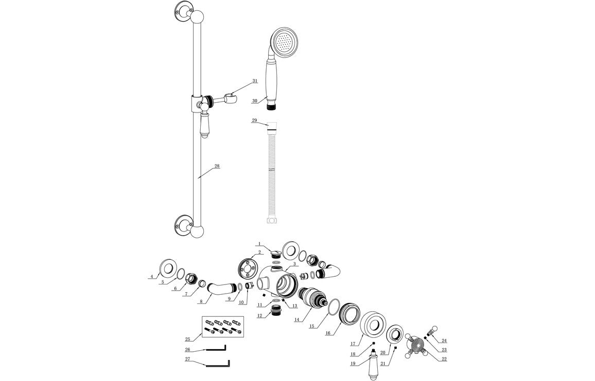 DRIFT Shower Pack One - Concentric Single Outlet Shower Valve & Riser Kit - Chrome