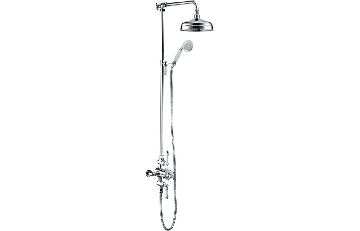 DRIFT Traditional Exposed Two Outlet Shower Valve w/Riser Kit & Overhead - Chrome