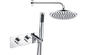 HYDRA Shower Pack Two - Two Outlet Twin Shower Valve w/Handset & Brass Overhead - Chrome