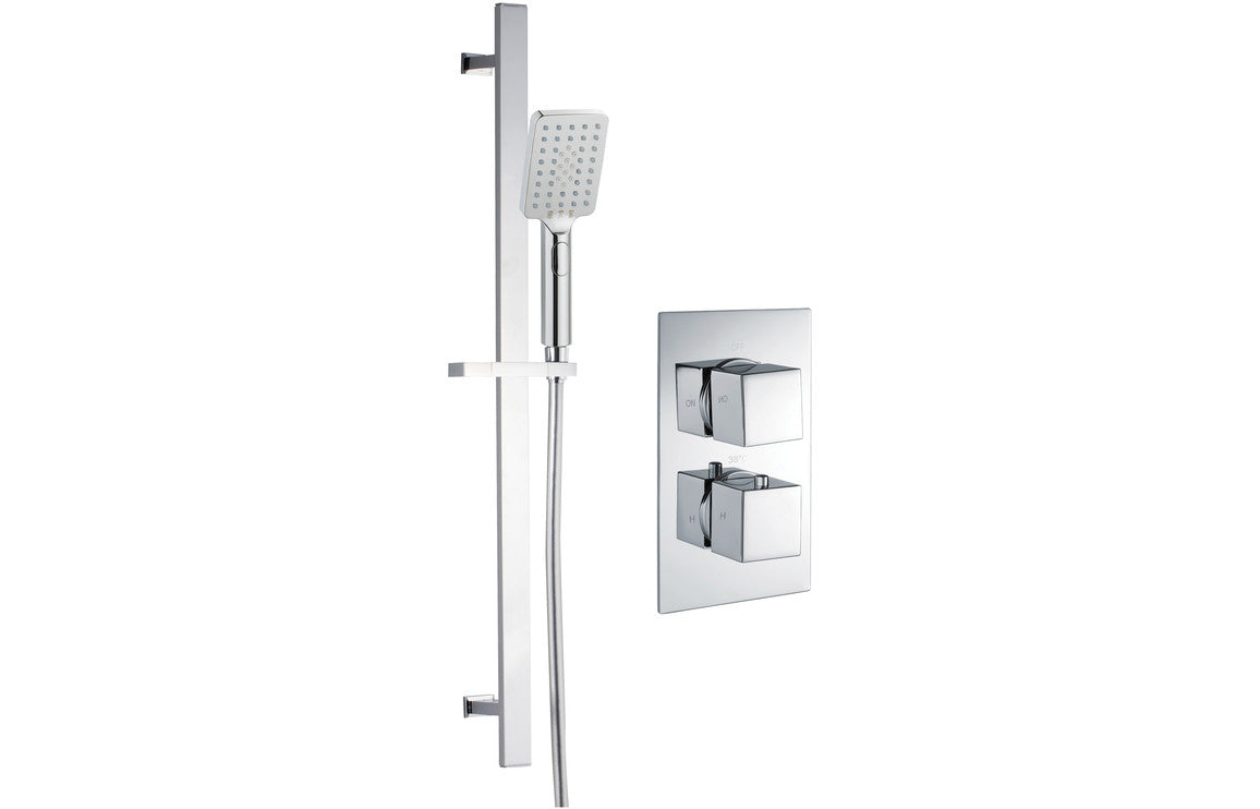 PURE Shower Pack One - Single Outlet Twin Shower Valve w/Riser Kit - Chrome