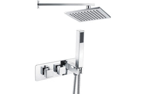 SOURCE Shower Pack One - Two Outlet Twin Shower Valve w/Handset & ABS Overhead - Chrome