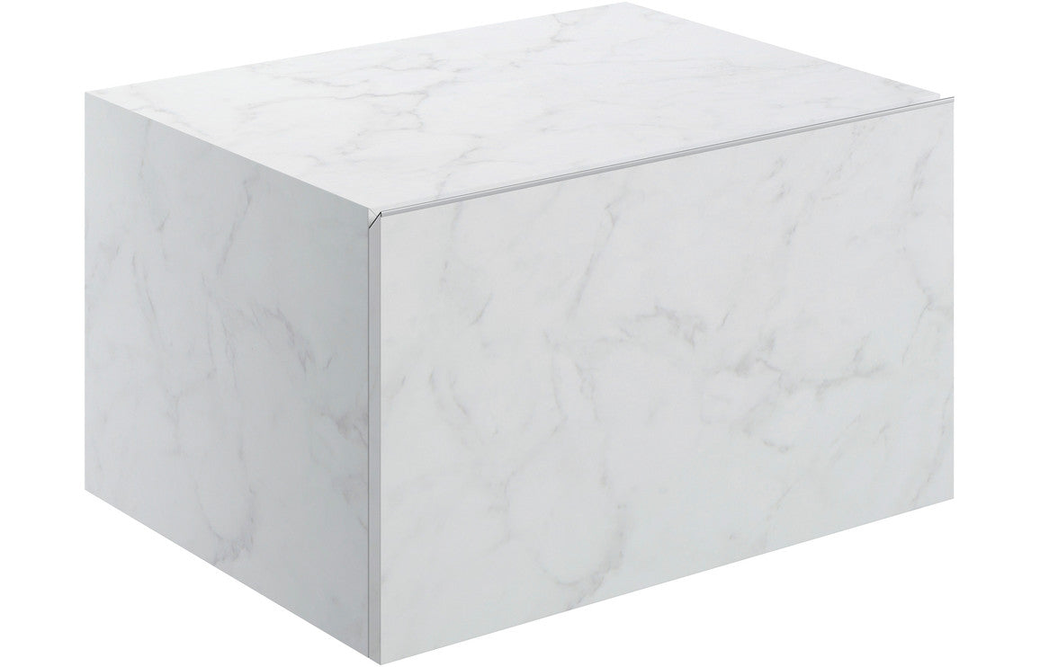 AILSA 600mm Wall Hung Storage Drawer - White Marble