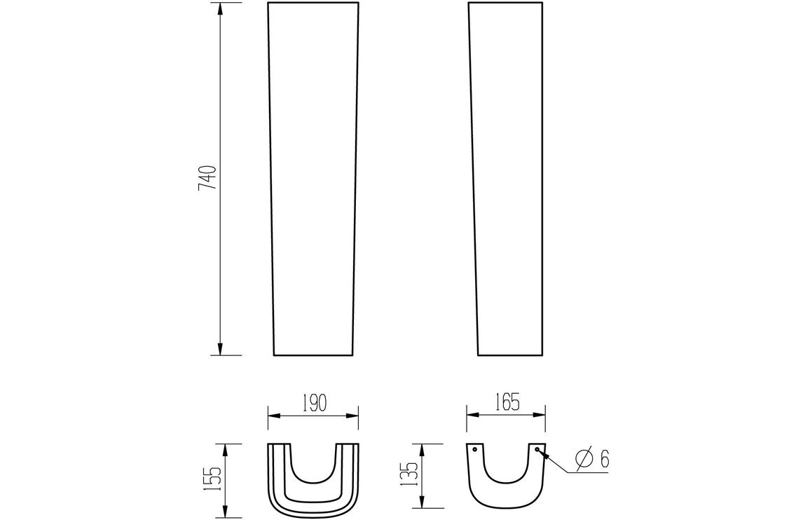 IONA 600x400mm 1TH Basin & Full Pedestal