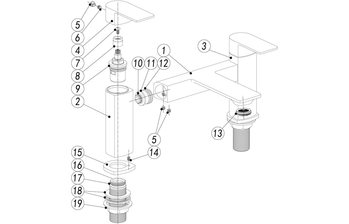 NEVIS Bath Filler - Chrome