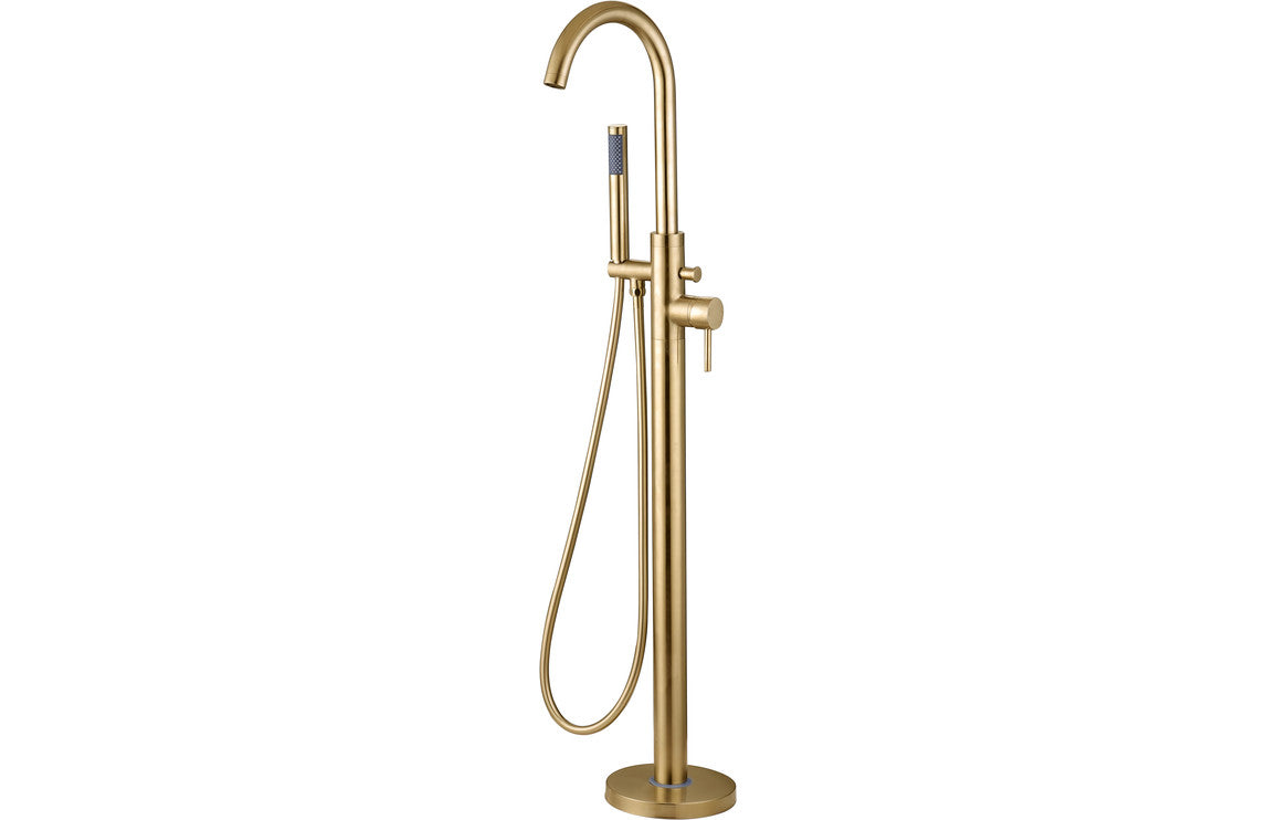 SCOTIA Floor Standing Bath/Shower Mixer - Brushed Brass