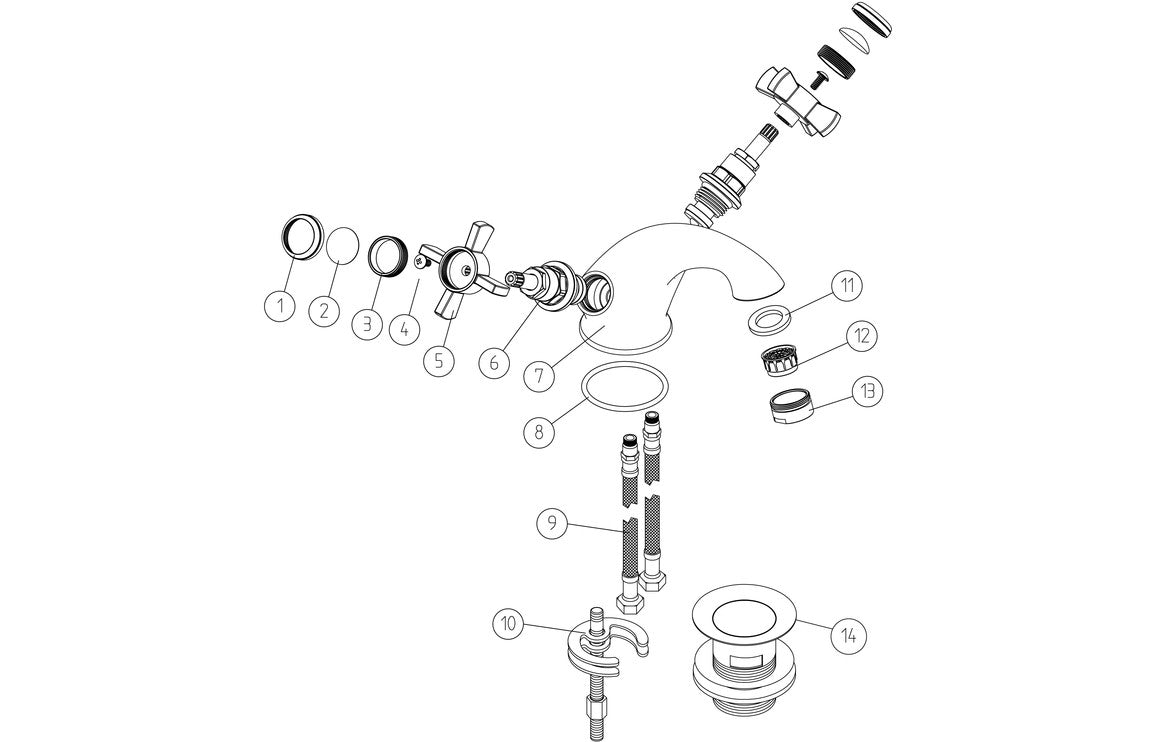 BUCHANAN Basin Mixer & Waste - Chrome