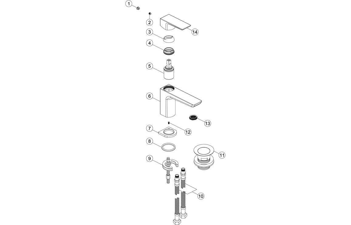 DEWAR Cloakroom Basin Mixer & Waste - Brushed Brass