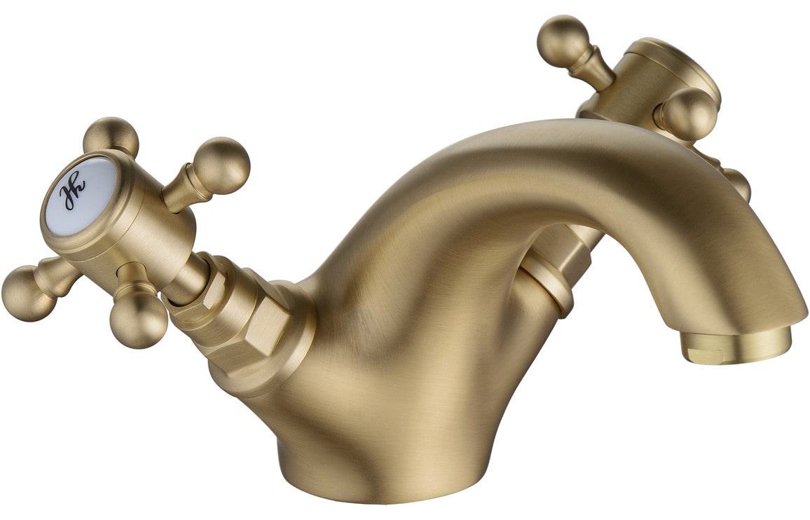 MEIKLE Basin Mixer & Pop Up Waste - Brushed Brass