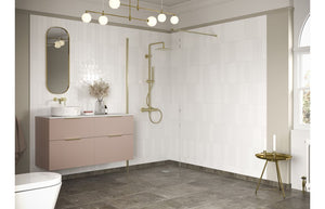 DIAMOND 1100mm Wetroom Panel & Support Bar - Brushed Brass