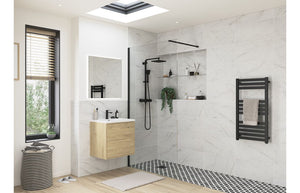 DIAMOND 1100mm Wetroom Panel & Support Bar - Black