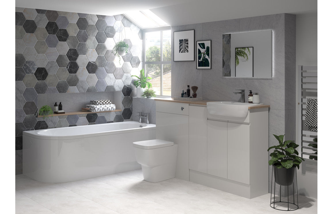 ALLOWAY 1242mm Basin & WC Unit Pack (LH) - Pearl Grey Gloss